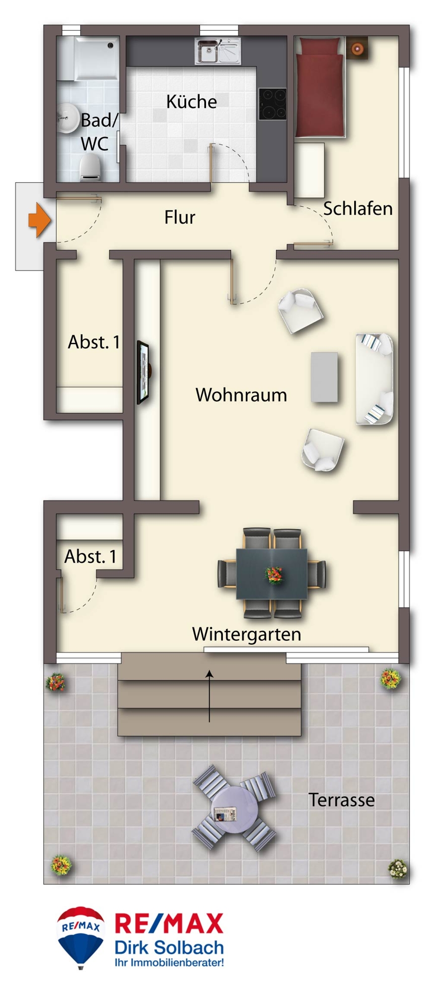 Grundriss Souterrainwohnung Hegne